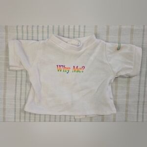 White T-Shirt with Rainbow Text